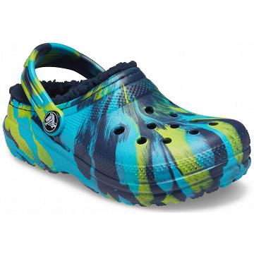Crocs Klassiska Fodrade Marbled Clogs Pojke Gröna | Sverige 1327QMAZ